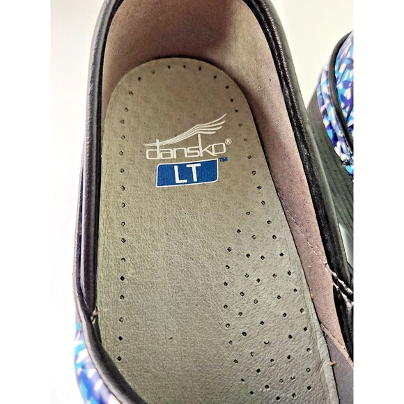 Dansko LT Pro Clog Leather Womens EU 38 US 7.5 - 8 Blue Dash Multicolor Print - Picture 10 of 10